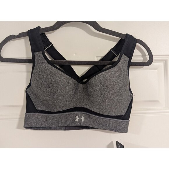 Under Armour Armour Bra Womens High-Impact Sports Bra 32C Black & Gray Adjustabl - Picture 1 of 5